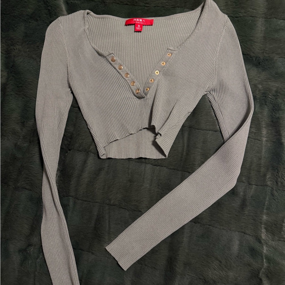 Ribbed Olive green  V-Neck Crop Top